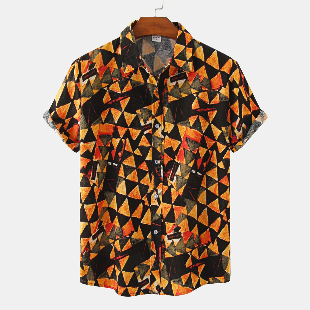 Herren Kurzarmhemd mit kreativem geometrischen Design Echoarchiv