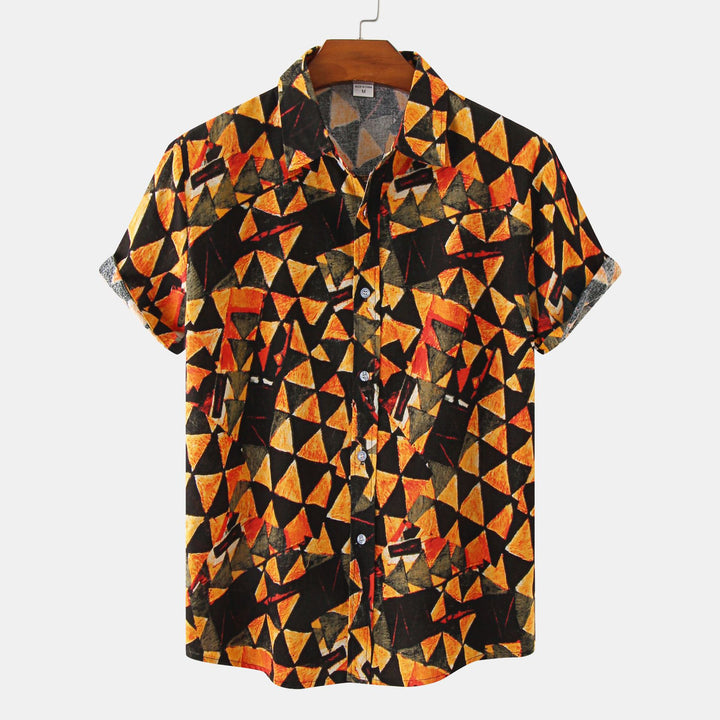 Herren Kurzarmhemd mit kreativem geometrischen Design Echoarchiv