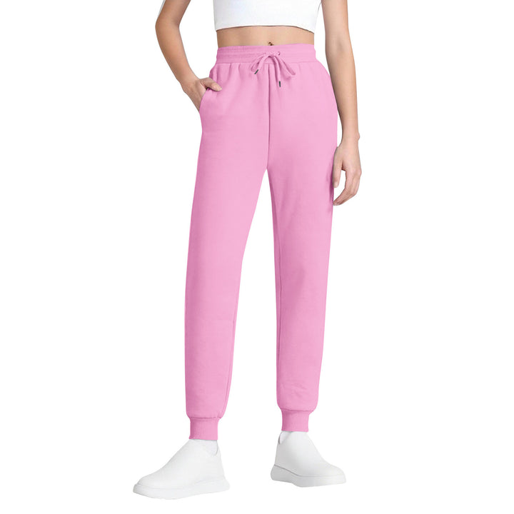 Damen schlanke hochgeschnittene Jogginghose mit Tunnelzug, Eingrifftaschen und Bündchen – Avélisse