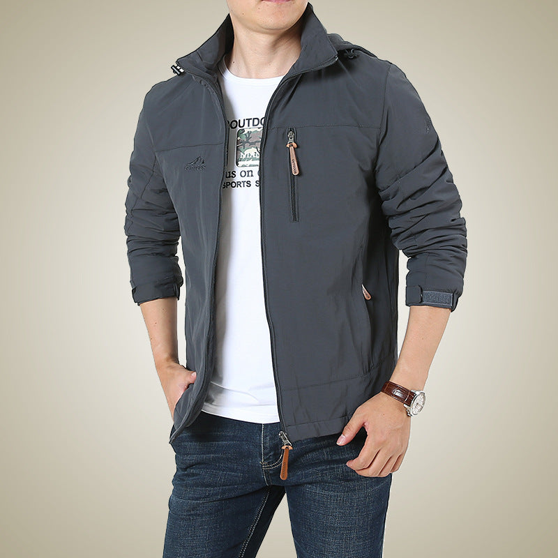 Herren Atmungsaktive Minimalistische Softshell‑Fieldjacke mit Stehkragen und Brustzip Echoarchiv