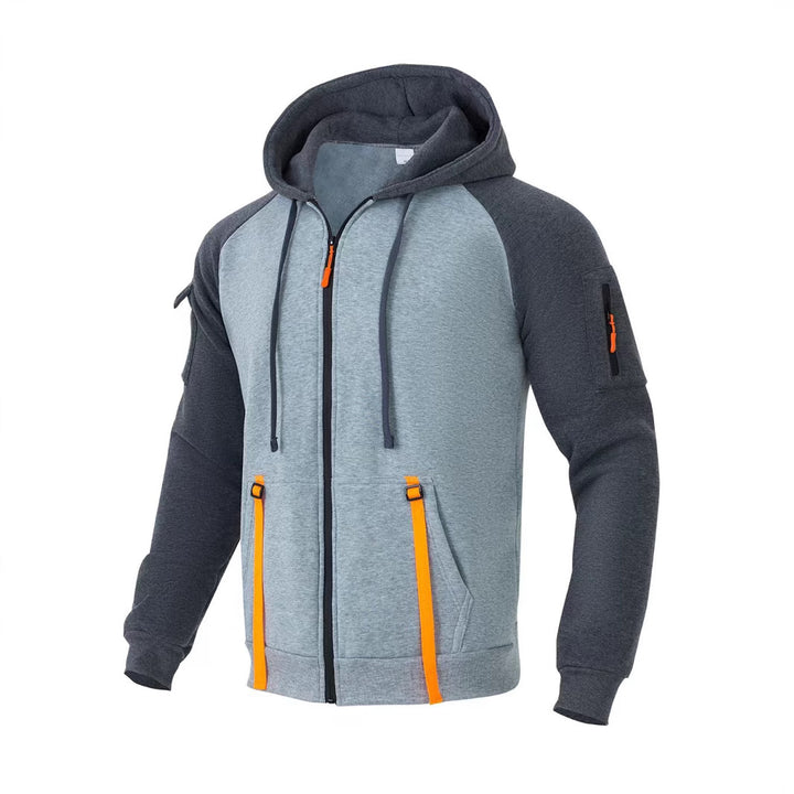 Herren funktioneller Zip-Hoodie mit vielseitigen Taschen Echoarchiv