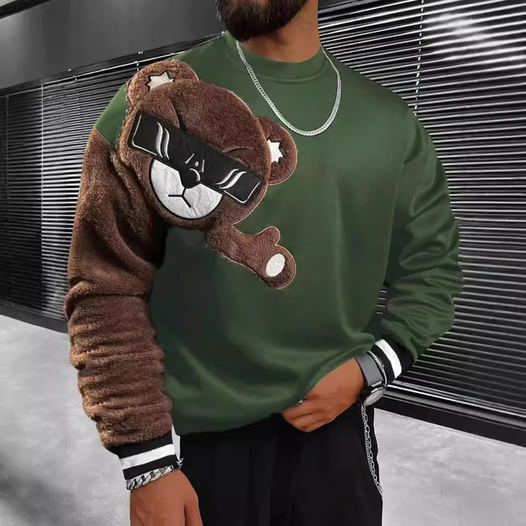 Herren Sweatshirt mit plüschiger Bärenapplikation Echoarchiv