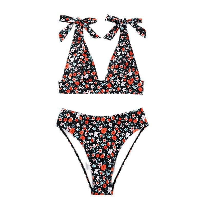 Damen Triangel-Bikini mit verstellbaren Schulterdetails und floralem Muster Echo Archiv