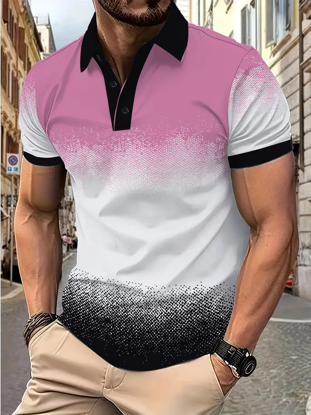 Herren Poloshirt mit geschmackvollem Farbverlauf Echoarchiv