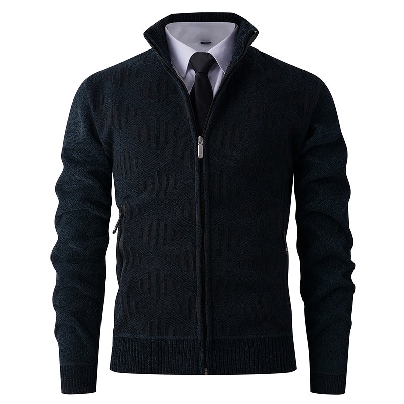 Herren Strickjacke mit modernem Reißverschluss und strukturiertem Design Echoarchiv