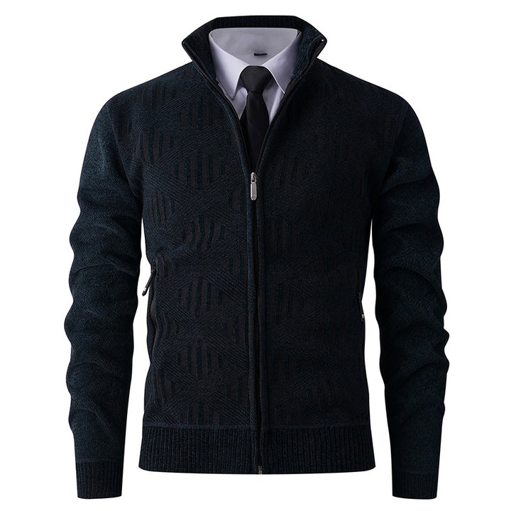 Herren Strickjacke mit modernem Reißverschluss und strukturiertem Design Echoarchiv