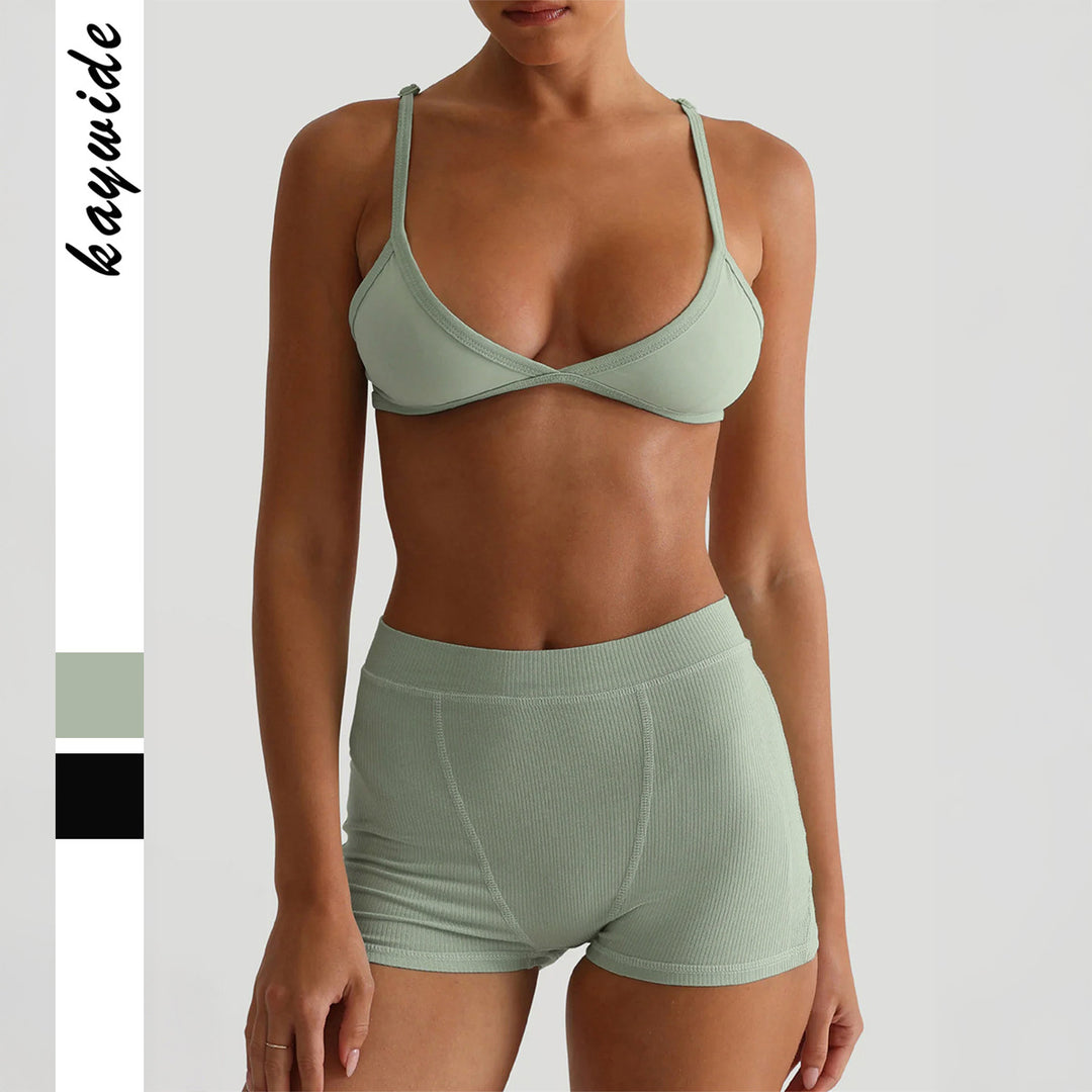 Damen Sport-Bustier und Shorts-Set mit hohem Bund Echo Archiv