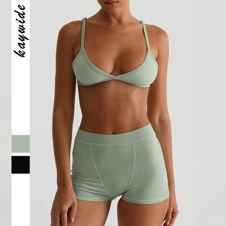 Damen Sport-Bustier und Shorts-Set mit hohem Bund Echo Archiv
