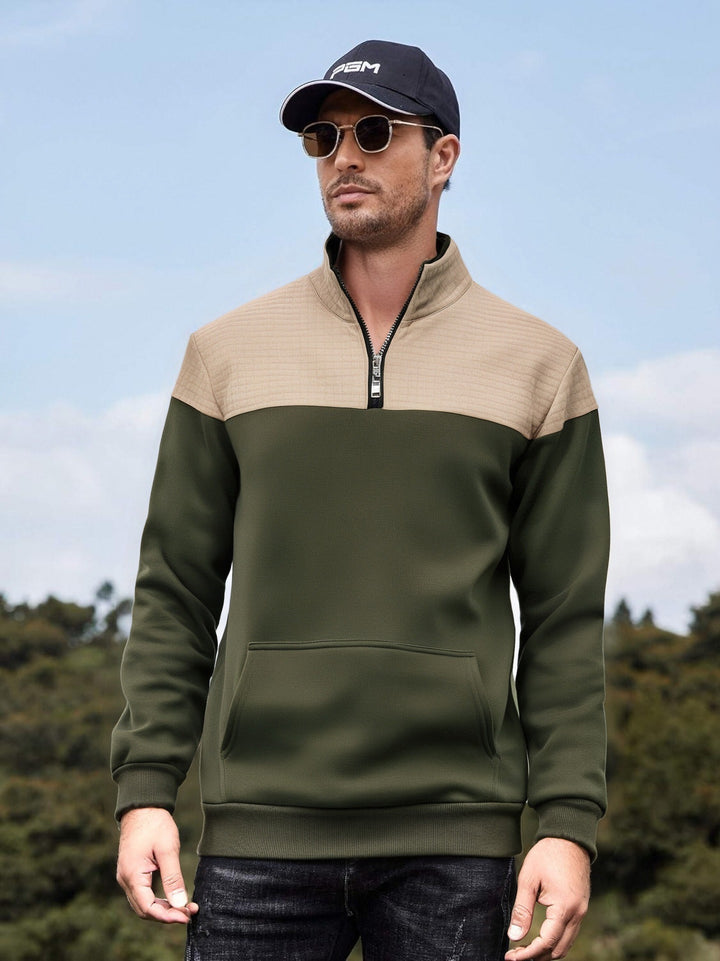 Herren funktionale Sweatjacke mit hochschließendem Kragen und praktischer Kängurutasche Echoarchiv