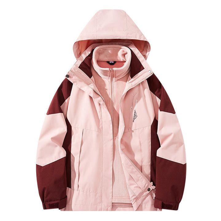 Herren Wasserabweisende zweilagige Trekkingjacke mit abnehmbarer Fleece-Innenjacke und Kapuze Echo Archiv
