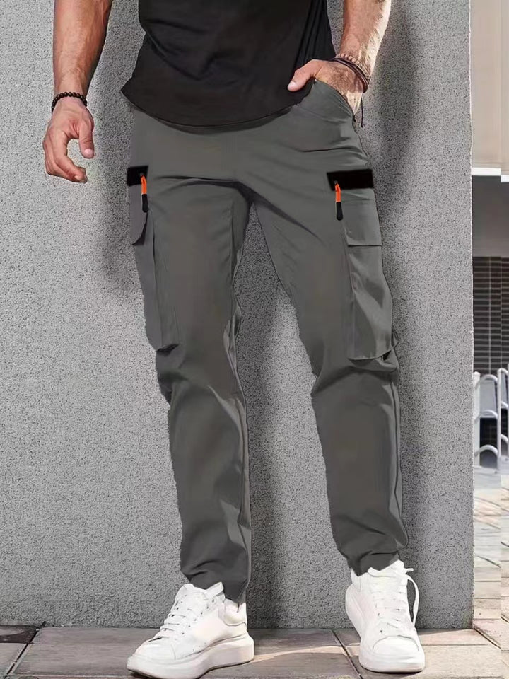 Herren Slim‑Tapered Utility‑Cargohose mit elastischem Bund, Kordelzug & Mehrfachklapptaschen Echo Archiv
