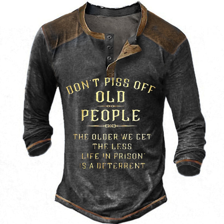 Herren lässiges Langarmshirt mit originellem Druck Echoarchiv
