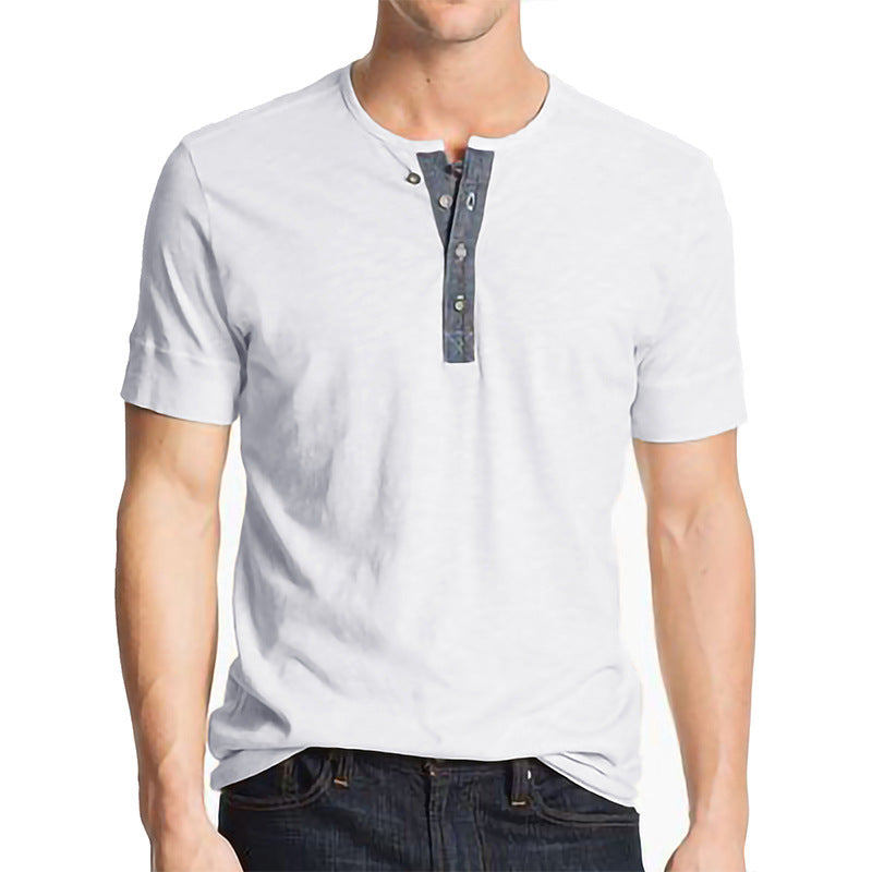 Herren Kurzarm-Henley Shirt mit modischen Knopfdetails Echoarchiv