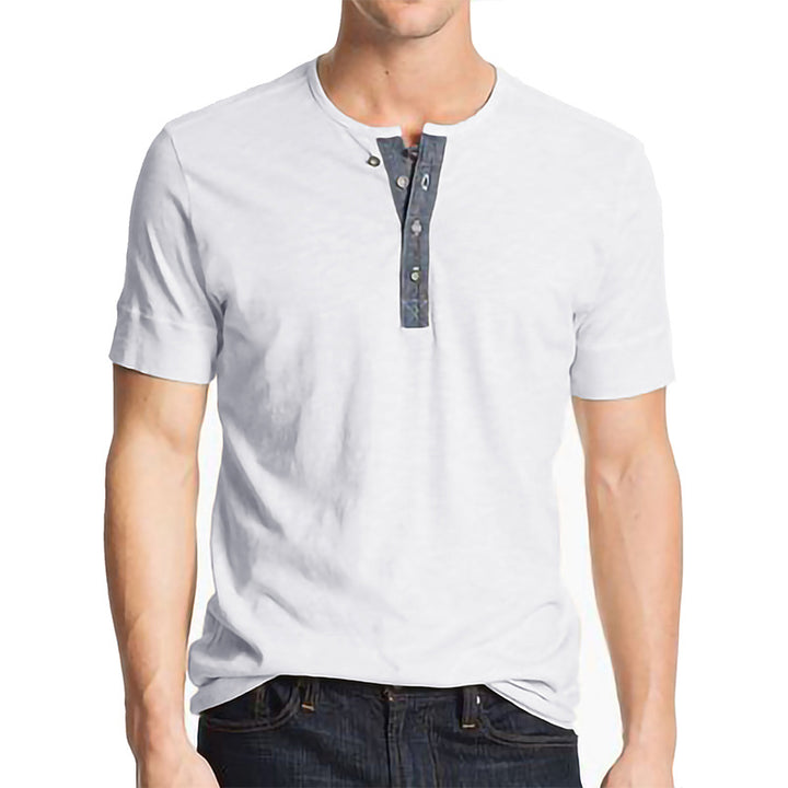 Herren Kurzarm-Henley Shirt mit modischen Knopfdetails Echoarchiv
