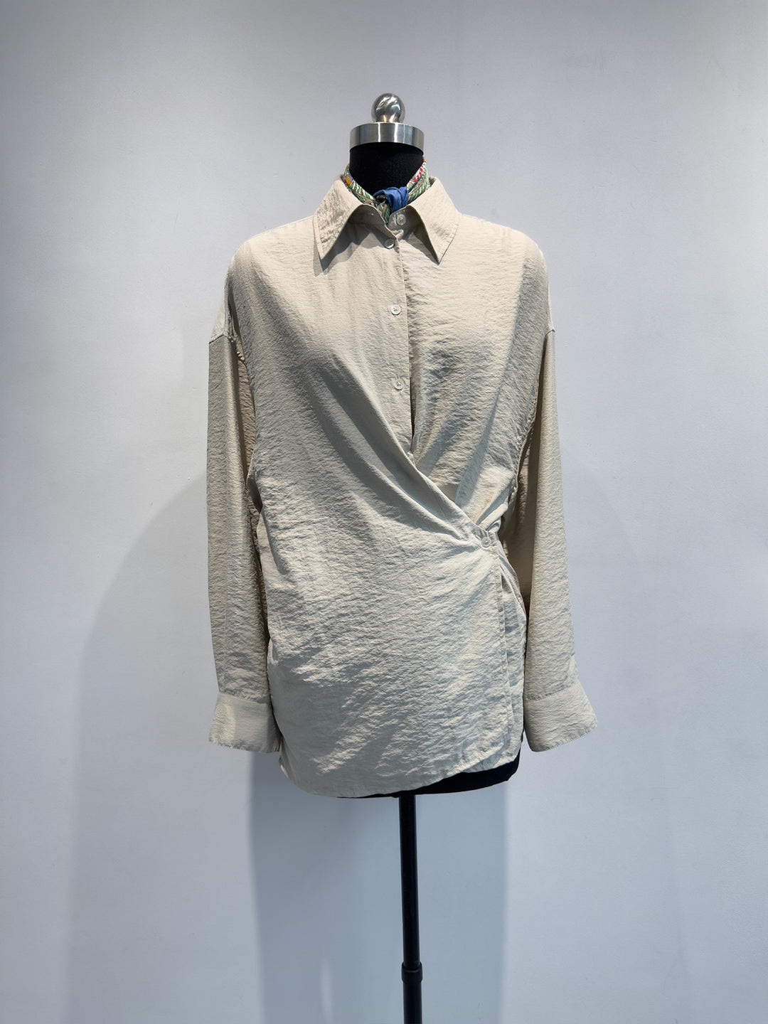 Damen Casual Twist-Front Button-Up Hemd Echoarchiv