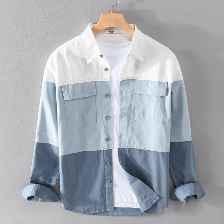 Herren Colorblock-Overshirt im Hemdjackenstil mit Brusttaschen und Relaxed-Fit Echoarchiv