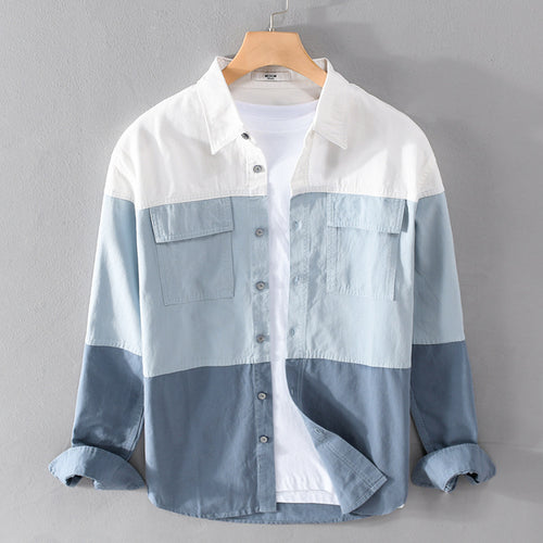 Herren Colorblock-Overshirt im Hemdjackenstil mit Brusttaschen und Relaxed-Fit Echoarchiv
