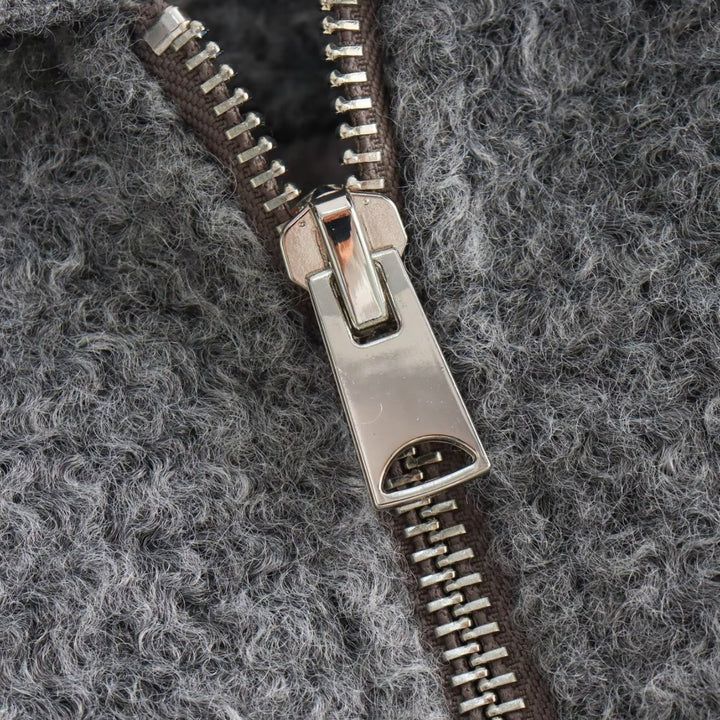 Damen Kurze Wolloptik-Boxyjacke mit Reißverschluss und aufgesetzten Pattentaschen Echo Archiv