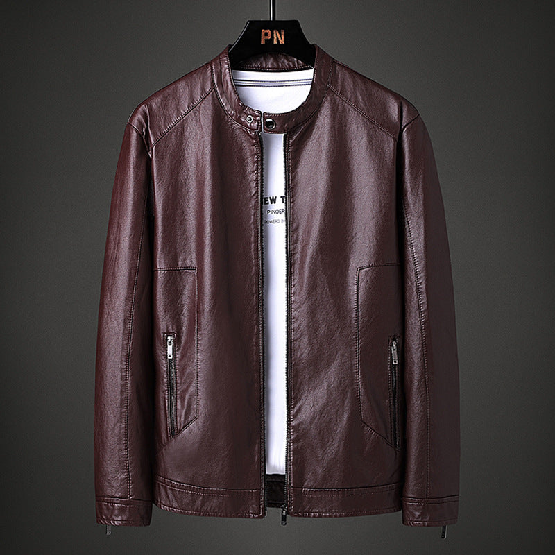 Herren modische Kunstlederjacke mit modernem Schnitt und praktischen Taschen Echoarchiv