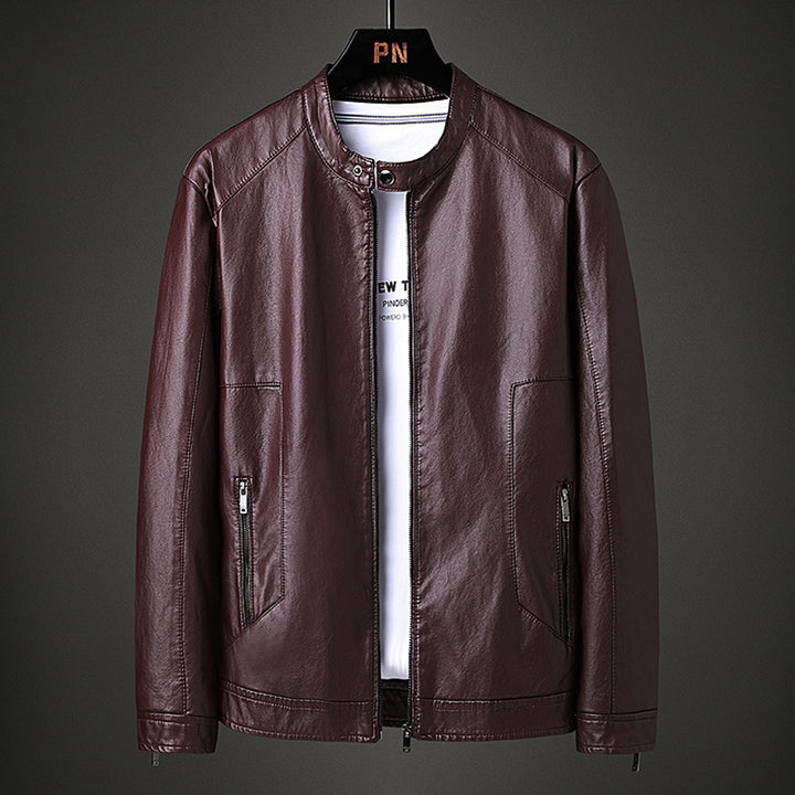 Herren modische Kunstlederjacke mit modernem Schnitt und praktischen Taschen Echoarchiv