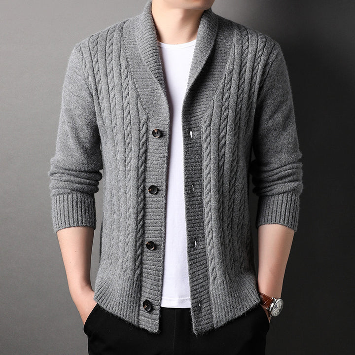 Herren Strickjacke mit strukturiertem Design und elegantem Kragen Echoarchiv