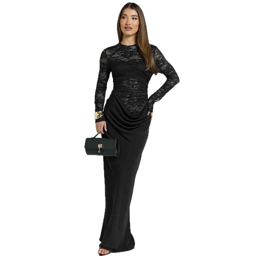 Damen Elegantes Spitzenmaxikleid mit taillierter Silhouette Echo Archiv