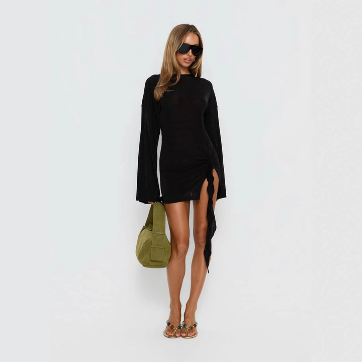 Damen Mini-Kleid mit Rüschendesign und Taillenknoten Echo Archiv