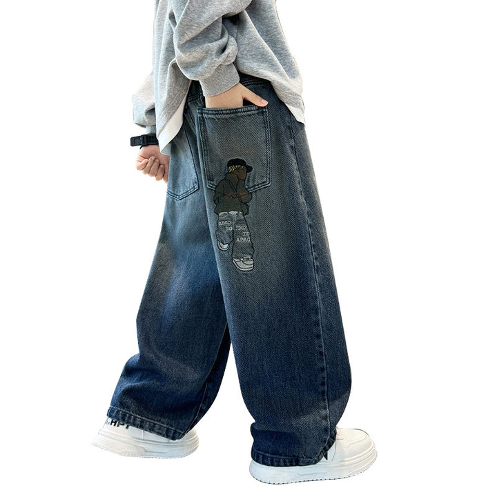 Unisex weite Denim-Hose mit einzigartigen Applikationen Echo Archiv