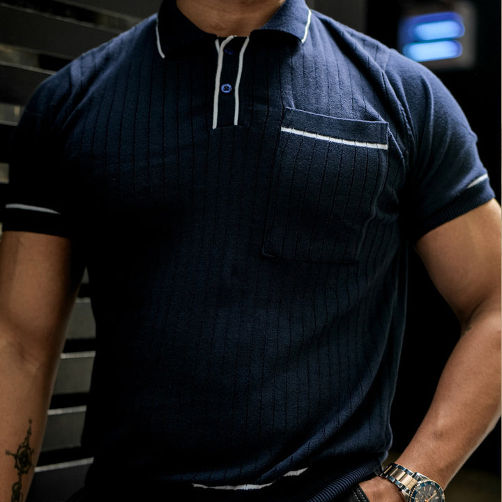 Herren Poloshirt aus strukturiertem Material mit Brusttasche Echoarchiv