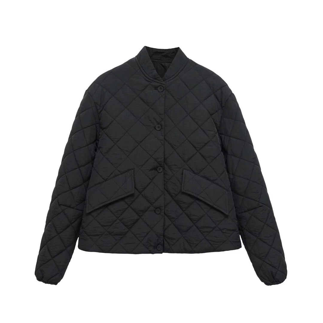 Damen Steppjacke mit Karomuster, kurzem Boxy‑Schnitt und Pattentaschen Echo Archiv