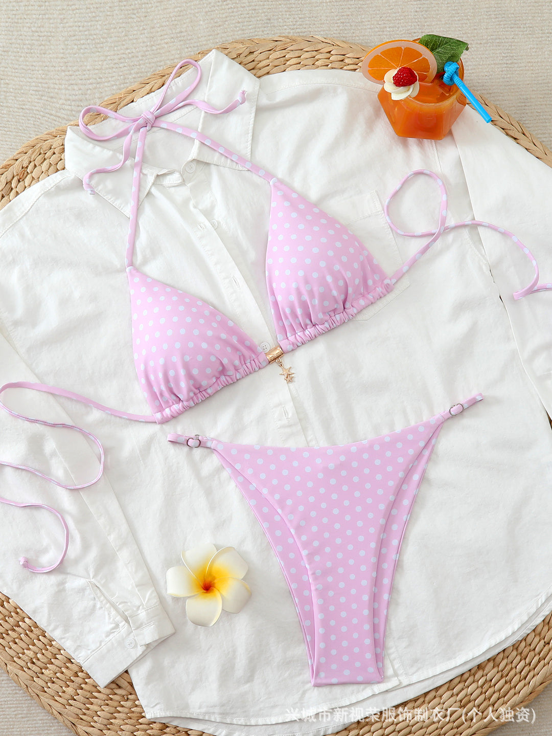 Damen Bunt gepunkteter Triangel-Bikini Echo Archiv