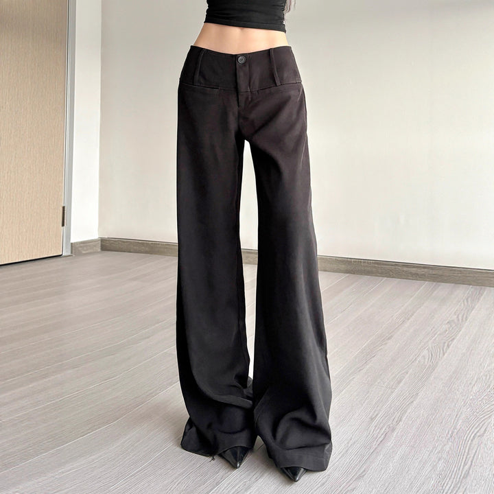 Damen Weite Flared-Hose mit hohem Bund und seitlichen Taschen Echo Archiv