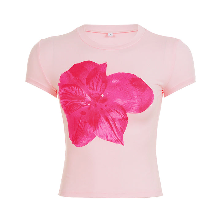 Damen T-Shirt mit floralem Druck und figurbetontem Schnitt Echo Archiv