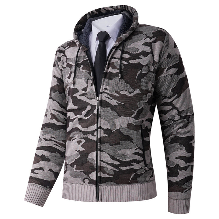 Herren modischer Hoodie mit gefütterter Kapuze und kräftigem Camouflage-Muster Echoarchiv
