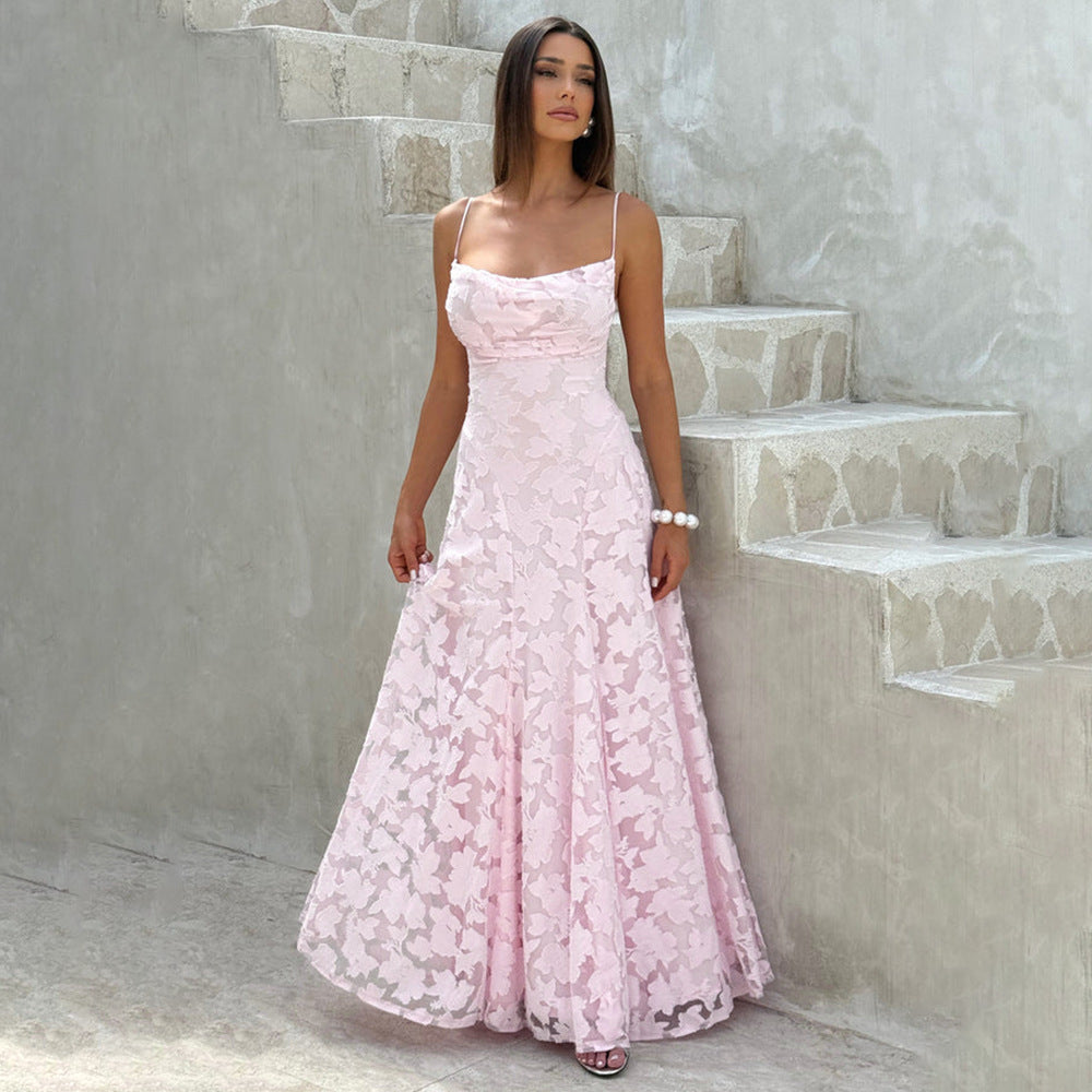 Damen Maxikleid mit floralem Spitzenmuster und schwingendem Rock Echo Archiv