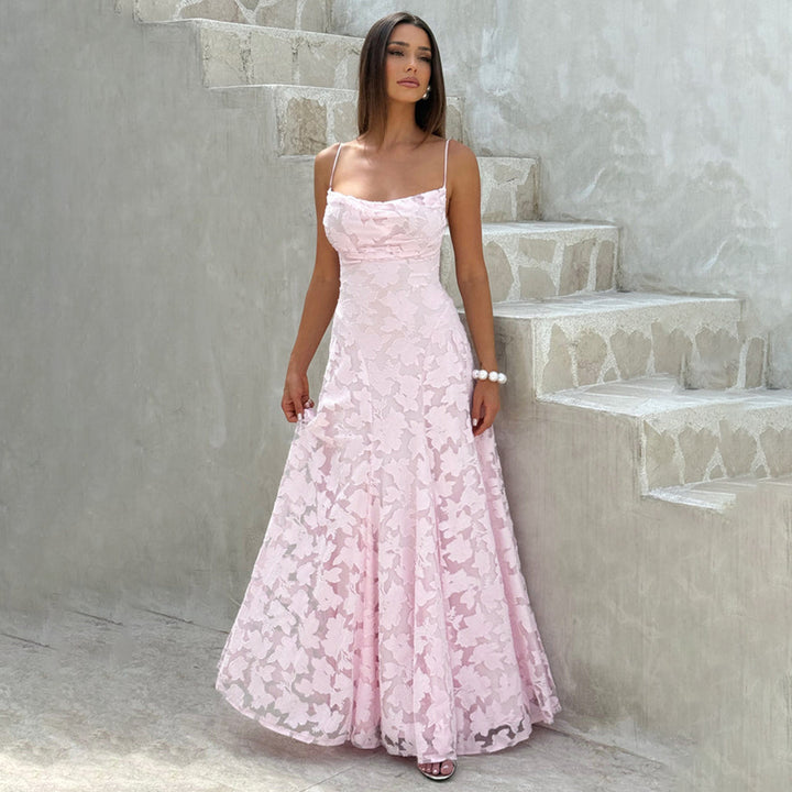 Damen Maxikleid mit floralem Spitzenmuster und schwingendem Rock Echo Archiv