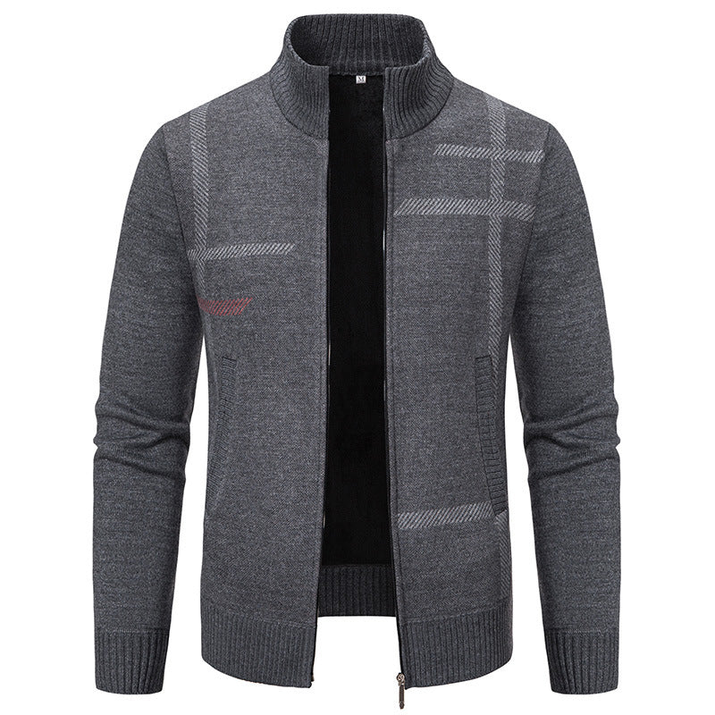 Herren Strickjacke mit graphischen Mustern und hohem Kragen Echoarchiv