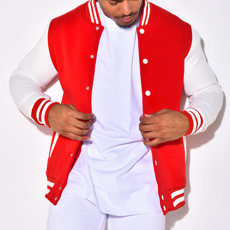 Herren nan Retro-Sport-Bomberjacke mit Druckknopfleiste, Kontrastärmeln und Rippbündchen Echo Archiv