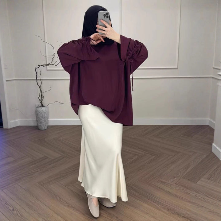 Damen Hochtaillierter Satin-Maxirock mit seidenähnlichem Fall und eleganter Trompetenform Echo Archiv