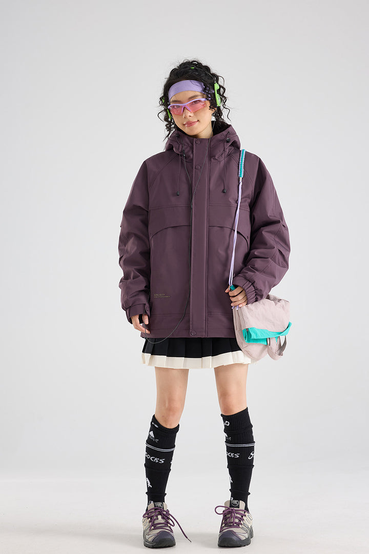 Damen Wasserfeste atmungsaktive Kapuzenjacke im technischen Oversize-Schnitt Echoarchiv