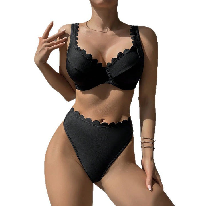 Damen Hochgeschnittenes Bikini-Set mit dekorativem Wellenrand Echo Archiv