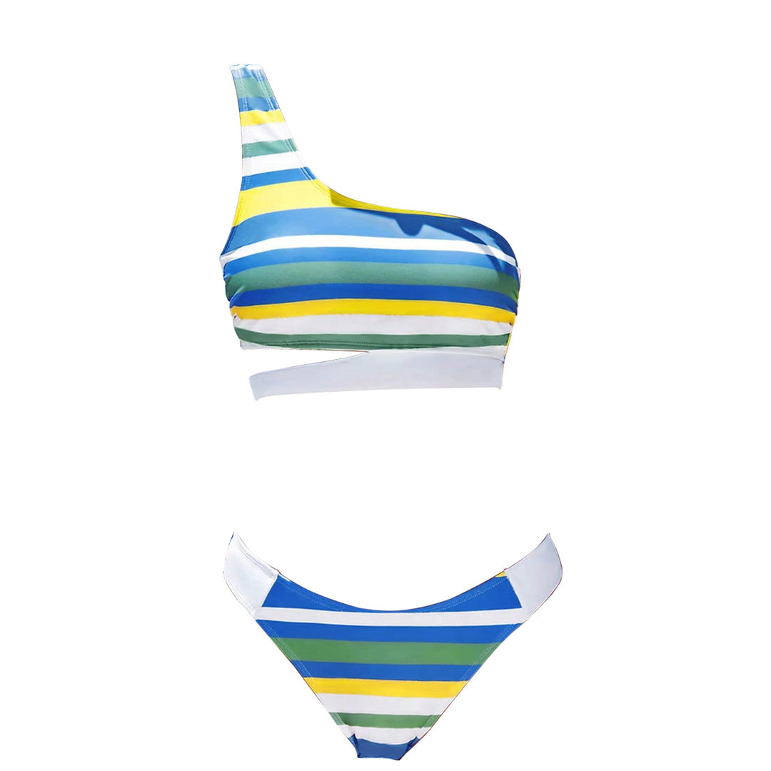 Damen One-Shoulder-Bikini mit trendigem Streifenmuster Echo Archiv