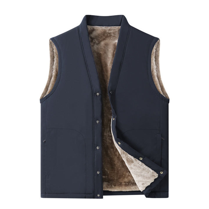Herren Thermische Steppweste mit Kunstfell-Innenfutter, Druckknopfblende & verdeckten Eingrifftaschen Echoarchiv