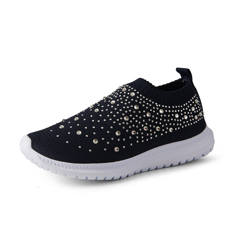 Damen Elastischer Sock-Sneaker mit Strass‑Nieten, atmungsaktivem Strickschaft und dämpfender Komfortsohle Echoarchiv
