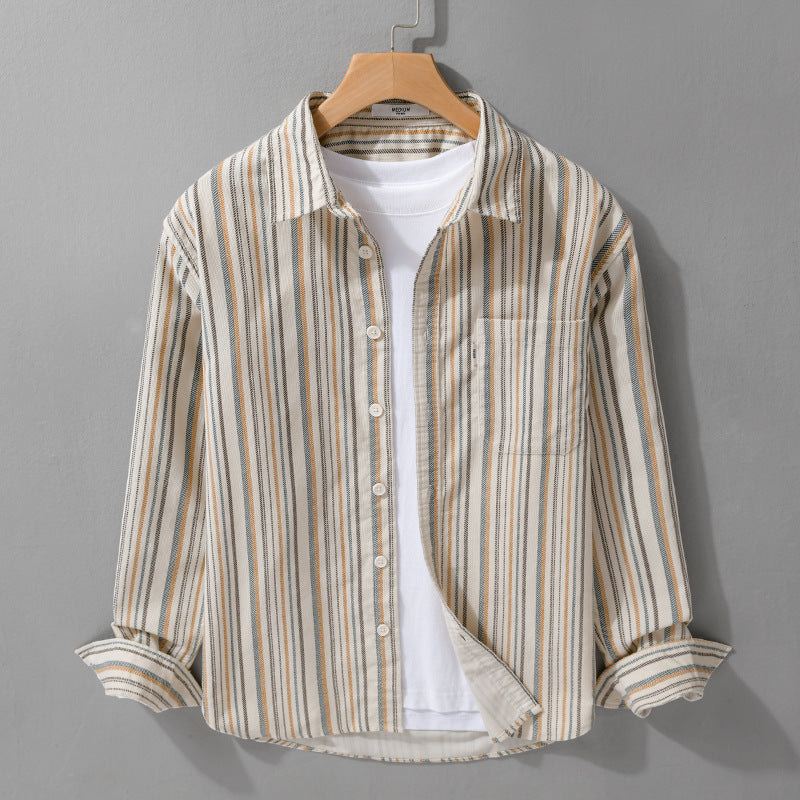 Herren Overshirt aus Baumwollmischung mit vertikalen Streifen und Brusttasche Echoarchiv