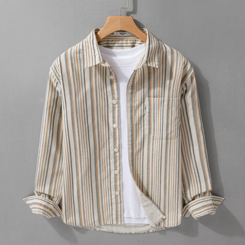 Herren Overshirt aus Baumwollmischung mit vertikalen Streifen und Brusttasche Echoarchiv