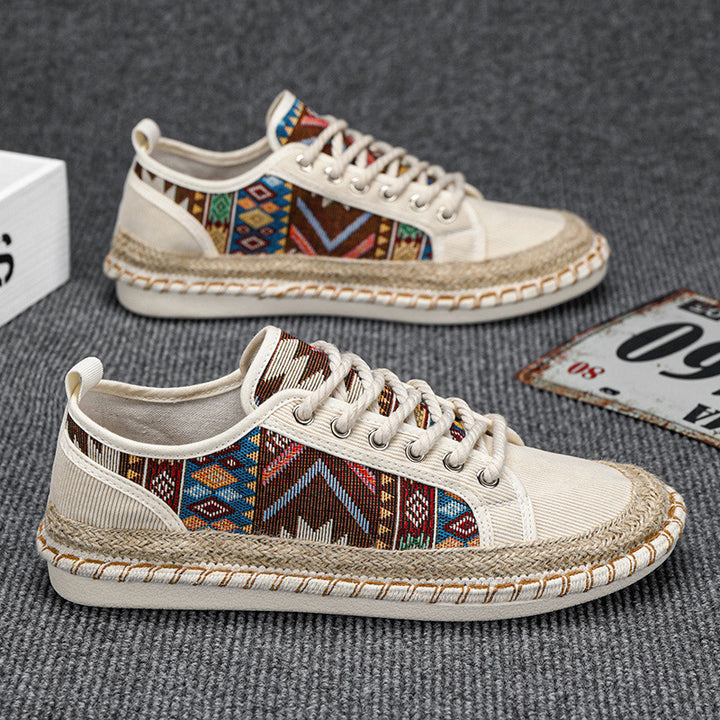 Unisex Espadrille-Sneaker mit geflochtenem Jutemittelsohle und ethnischem Webmuster Echoarchiv