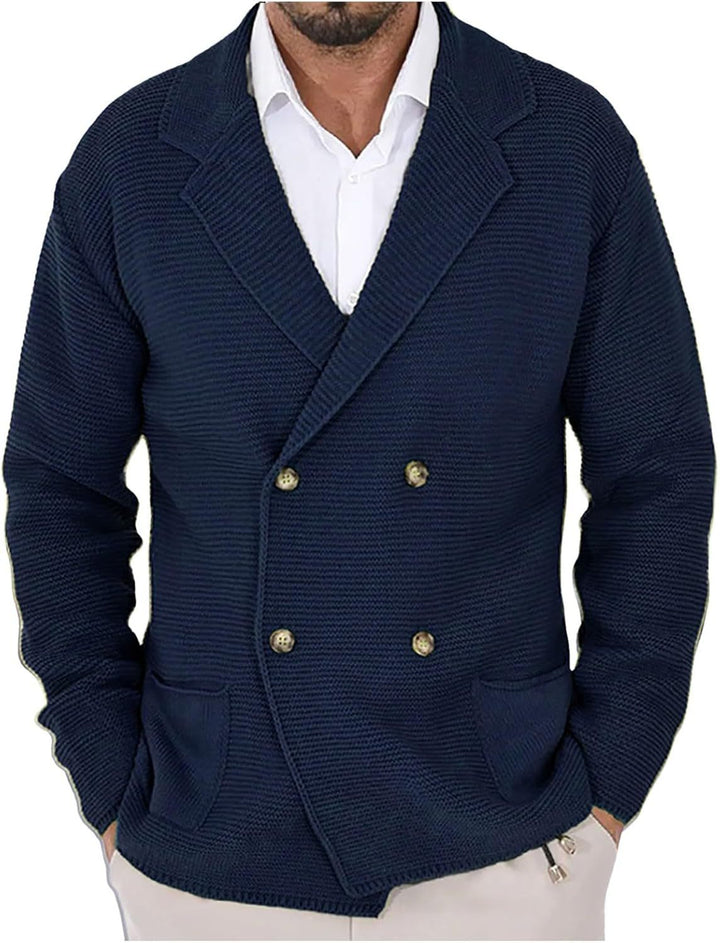 Herren Strickjacke mit modischem Schalkragen und dekorativen Knöpfen Echoarchiv