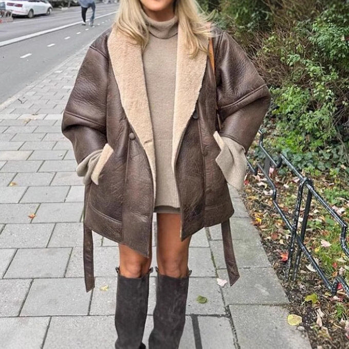 Damen Lässige jacke mit weichem Futter und praktischen Taschen Echoarchiv