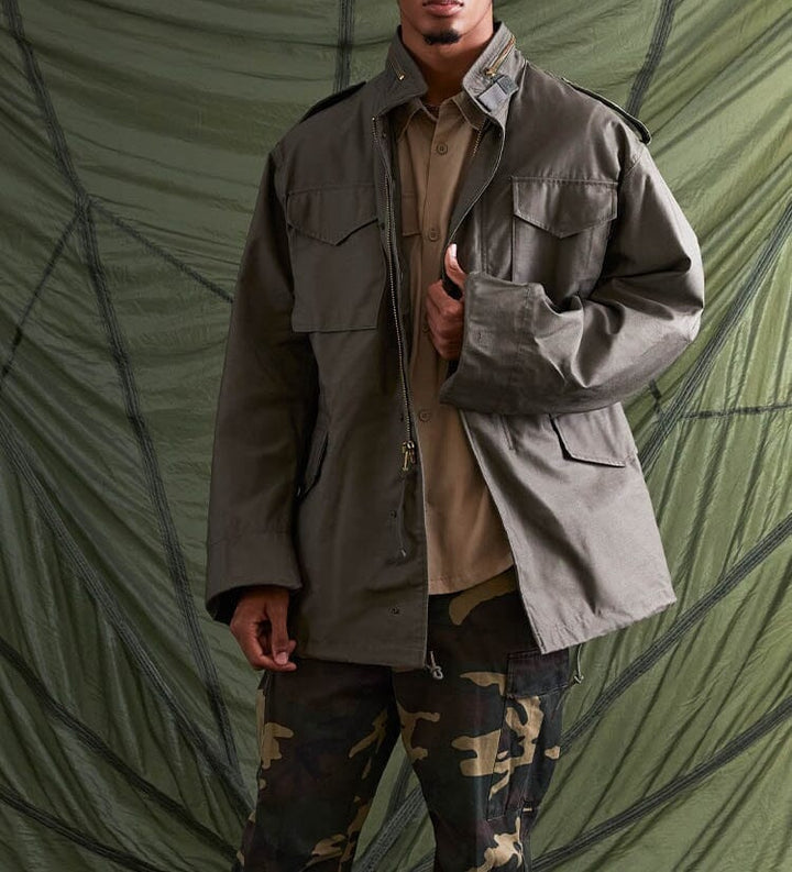 Herren multifunktionale Parkajacke mit praktischen Taschen und modernem Stehkragen Echoarchiv